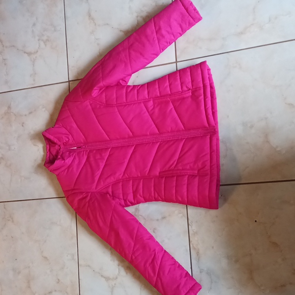 Pink puffer jacket